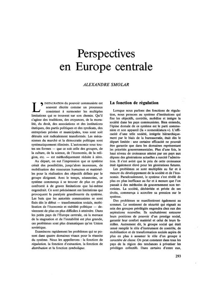 Perspectives en Europe centrale
 – page 1