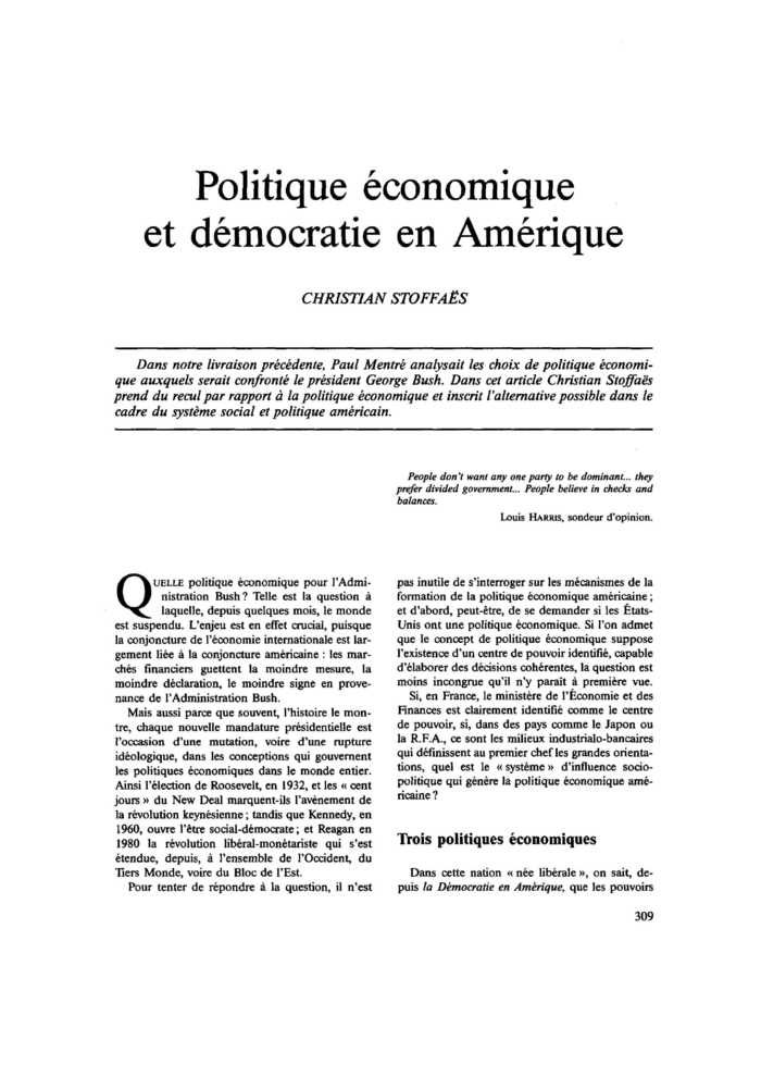 Politique économique et démocratie en Amérique
 – page 1