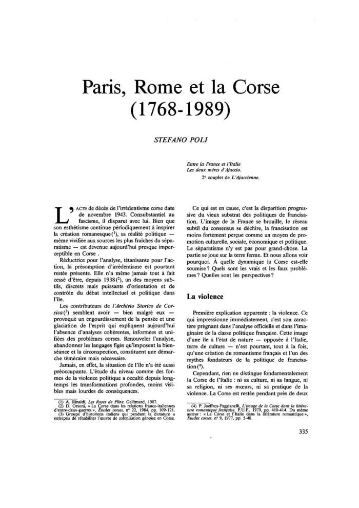 Paris, Rome et la Corse (1768-1989)
 – page 1