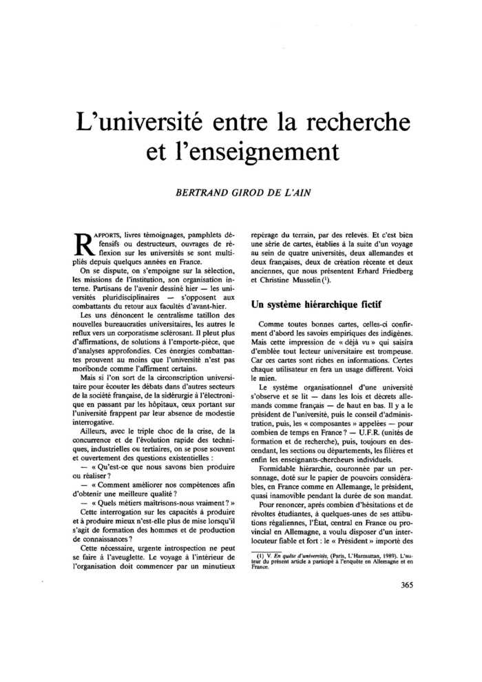 L’université entre la recherche et l’enseignement
 – page 1
