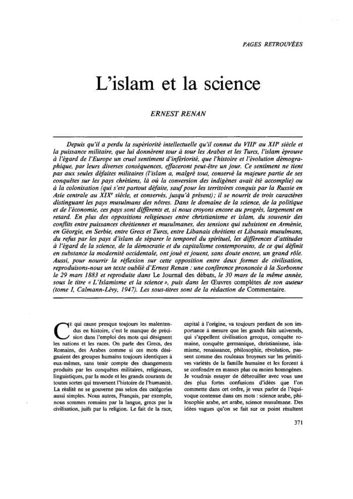 L’islam et la science
 – page 1