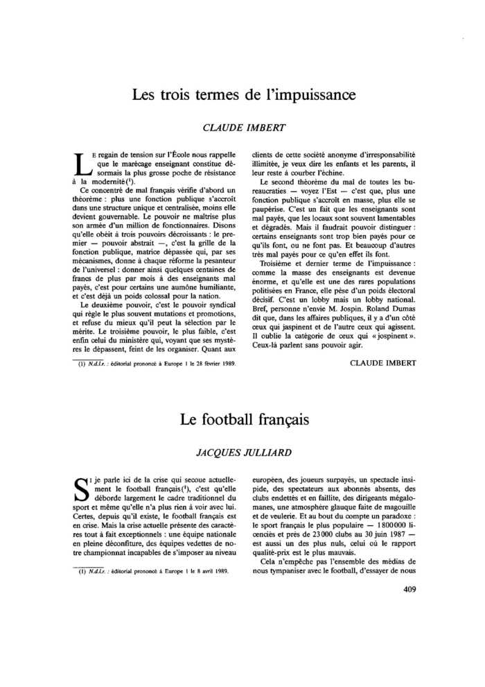 Le football français
 – page 1