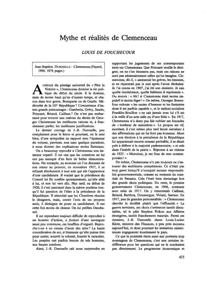 Mythe et réalités de Clemenceau
 – page 1