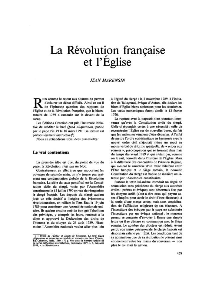 La Révolution française et l’Église
 – page 1