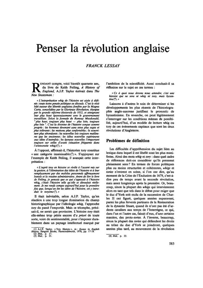 Penser la révolution anglaise
 – page 1