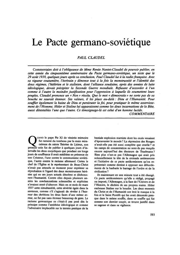Le Pacte germano-soviétique
 – page 1