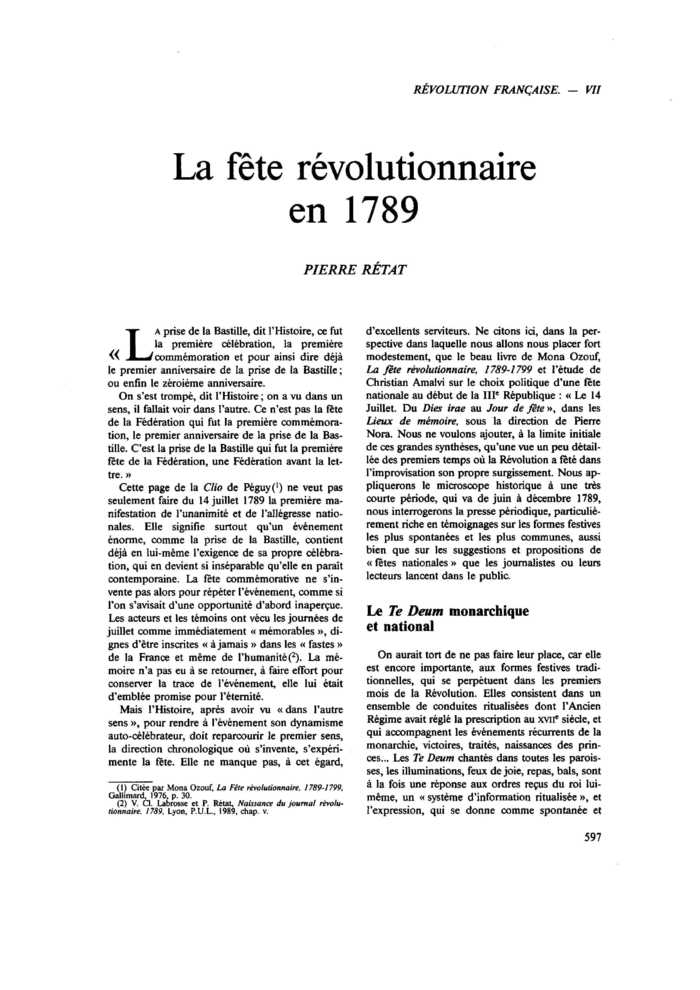 La fête révolutionnaire en 1789
 – page 1