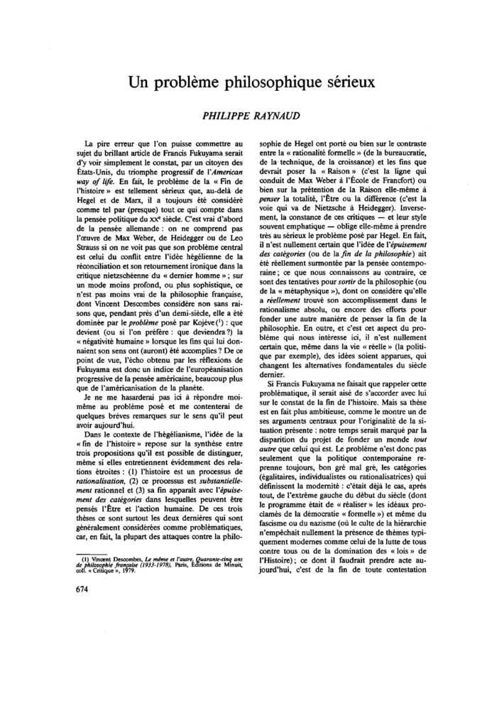 Un problème philosophique sérieux
 – page 1