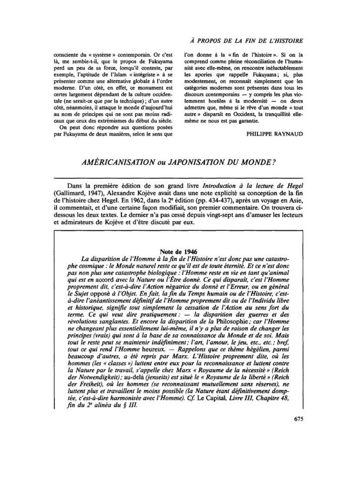 AMÉRICANISATION ou JAPONISATION DU MONDE ?
 – page 1
