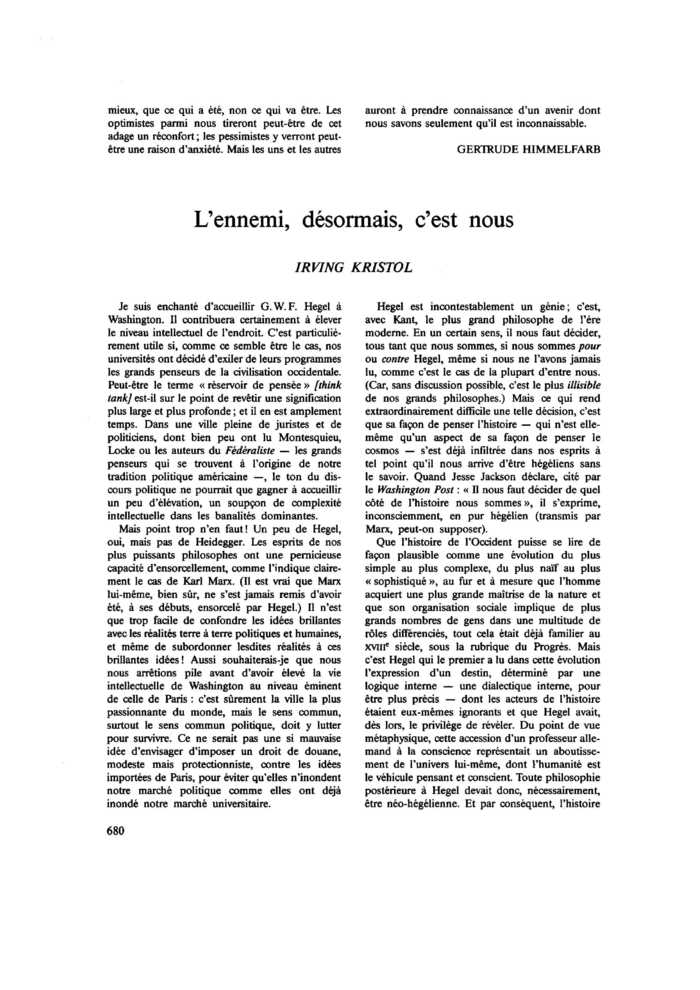 L’ennemi, désormais, c’est nous
 – page 1