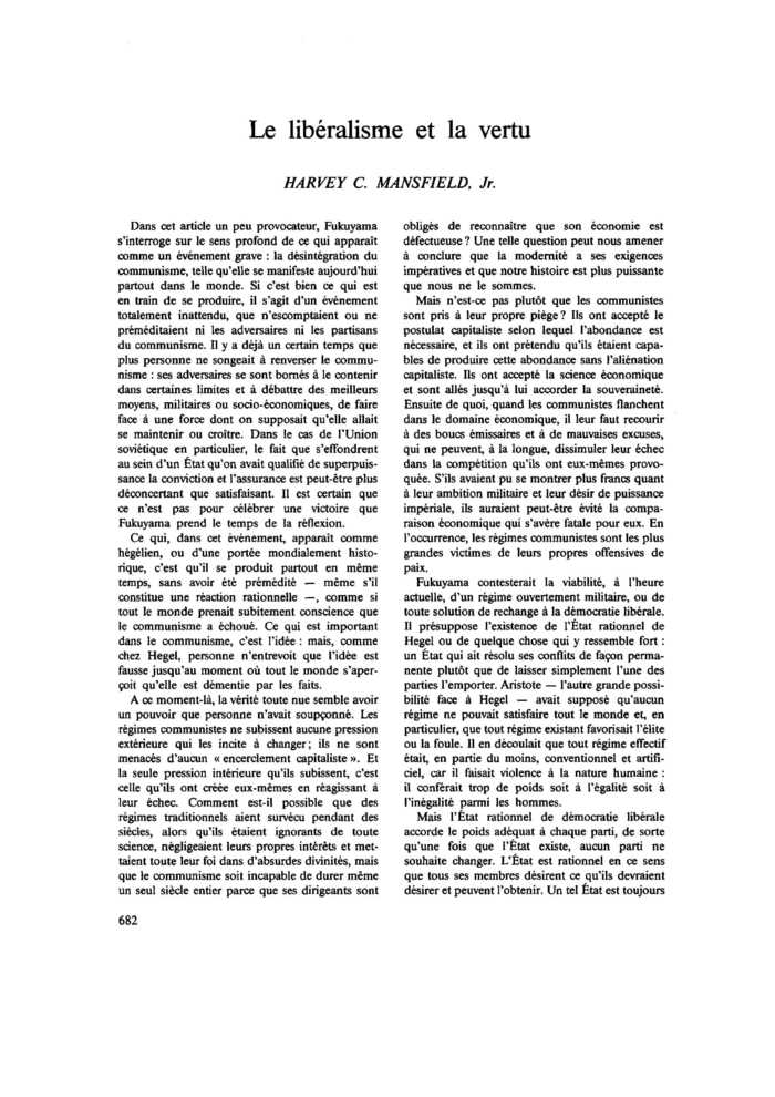 Le libéralisme et la vertu
 – page 1
