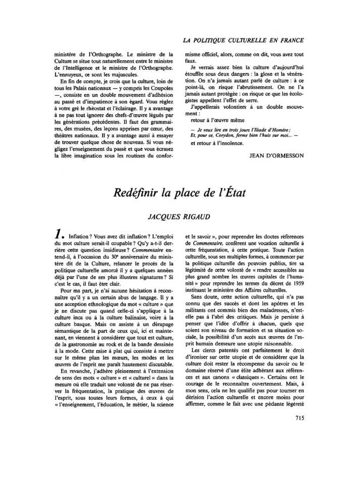 Redéfinir la place de l’État
 – page 1