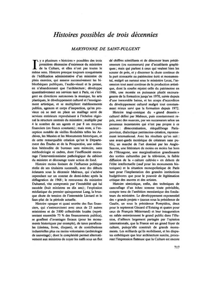 Histoires possibles de trois décennies
 – page 1