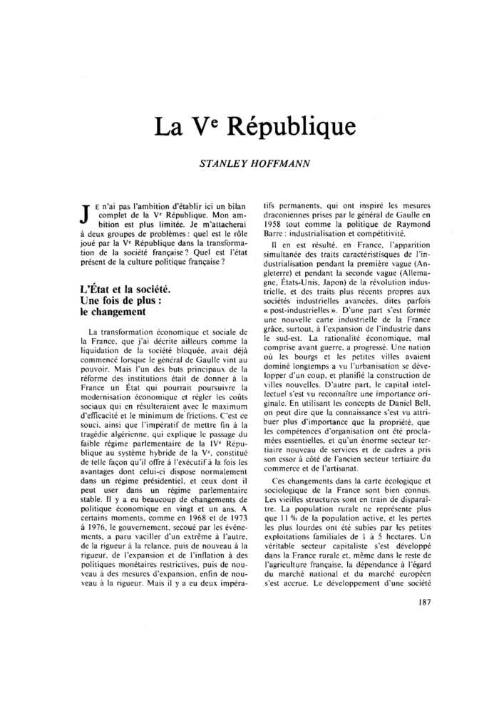 La V<SUP>e</SUP> République
 – page 1