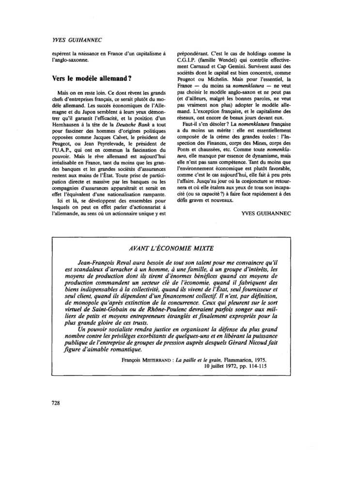 AVANT L’ÉCONOMIE MIXTE
 – page 1