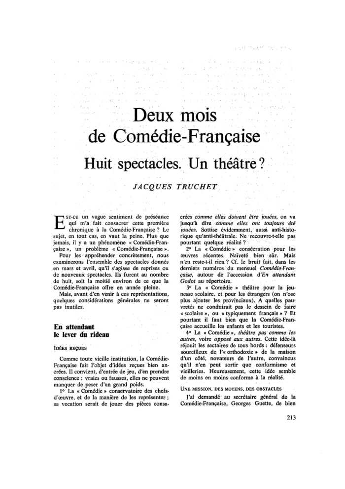 Deux mois de Comédie-Française. Huit spectacles. Un théâtre ?
 – page 1