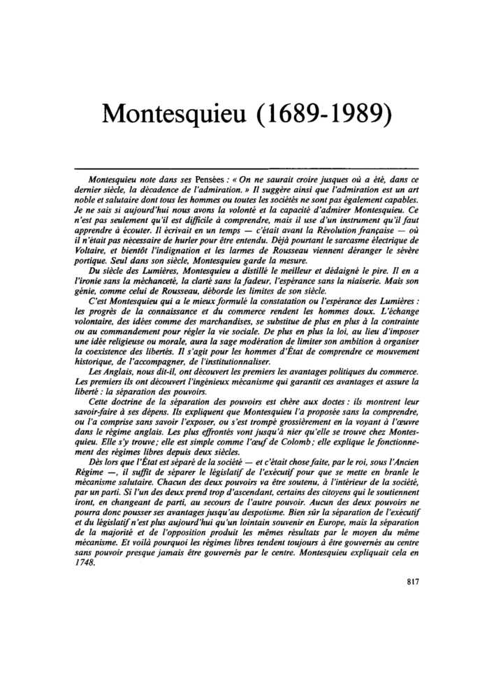 Montesquieu (1689-1989)
 – page 1