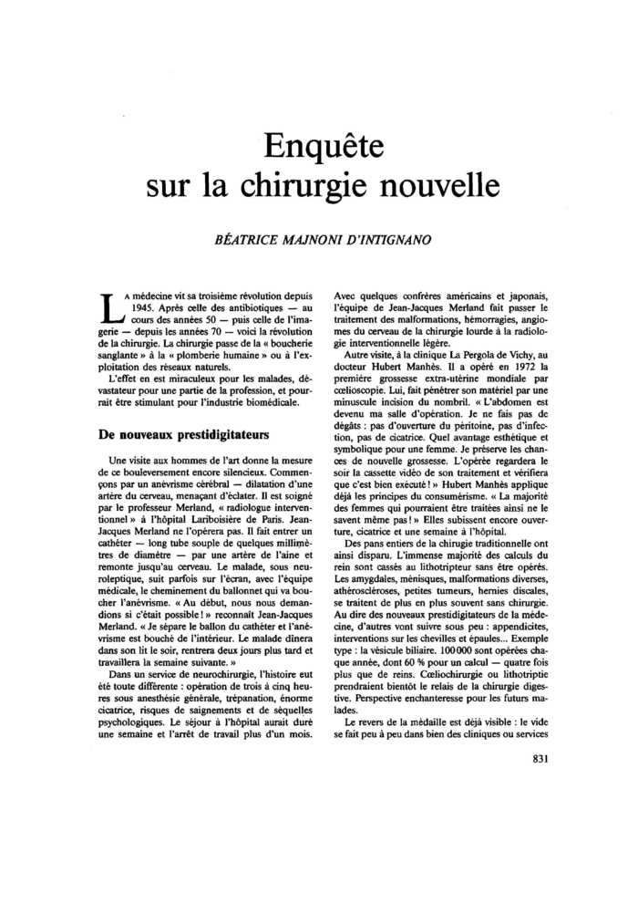 Enquête sur la chirurgie nouvelle
 – page 1
