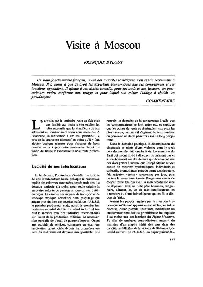 Visite à Moscou
 – page 1