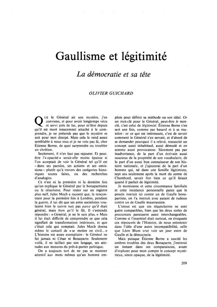 Gaullisme et légitimité : La démocratie et sa tête
 – page 1