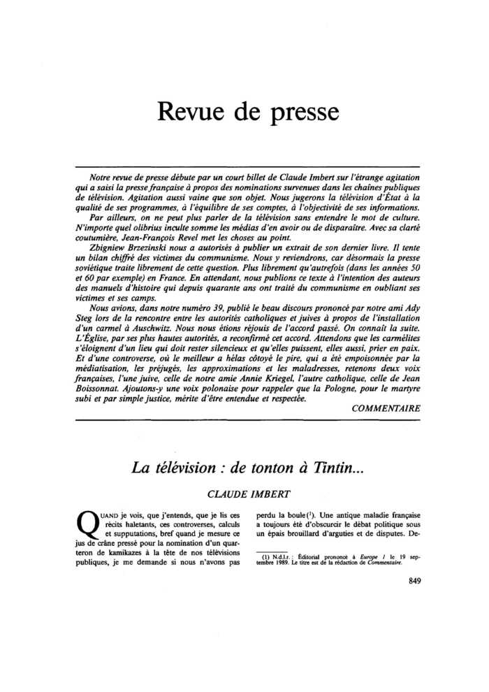 Revue de presse
 – page 1