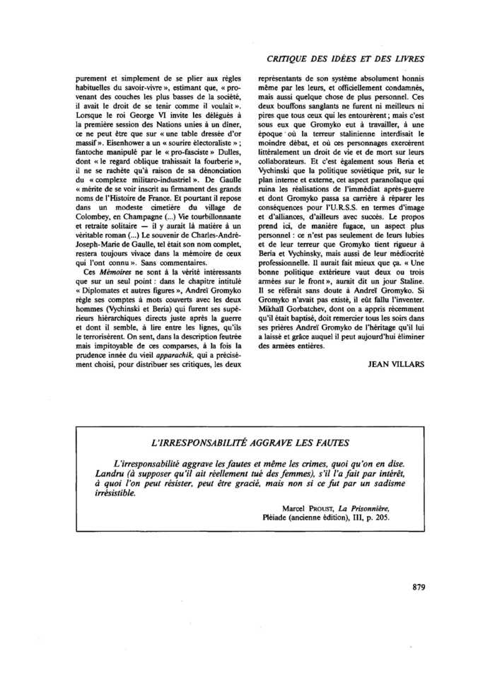 L’IRRESPONSABILITÉ AGGRAVE LES FAUTES
 – page 1