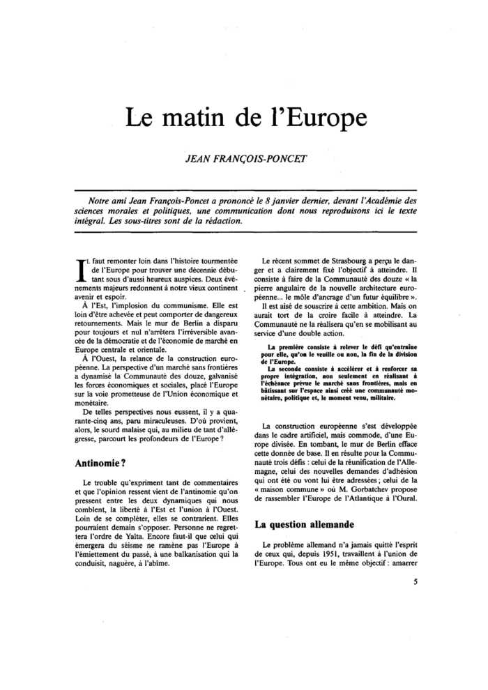 Le matin de l’Europe
 – page 1