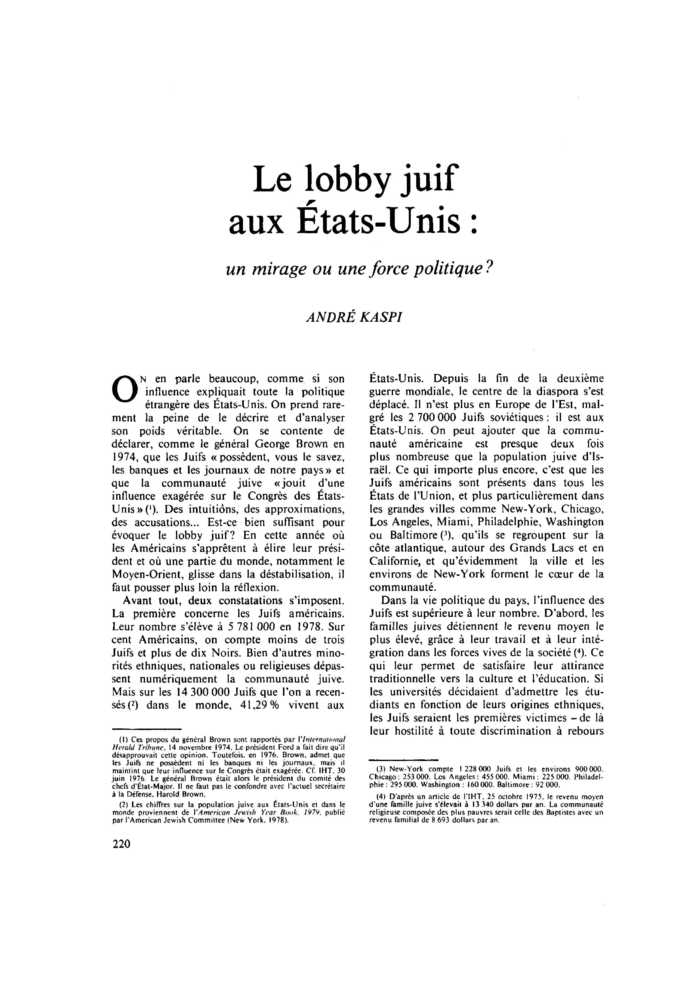 Le lobby juif aux États-Unis : un mirage ou une force politique ?
 – page 1