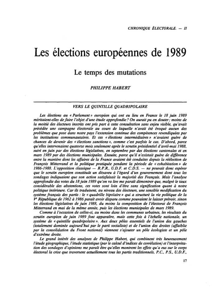 Vers le quintille quadripolaire
 – page 1