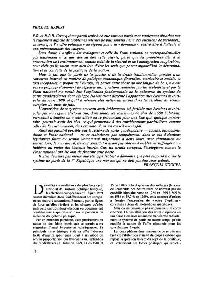 Les élections européennes de 1989. Le temps des mutations
 – page 1
