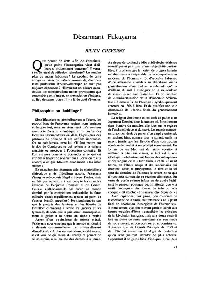 Désarmant Fukuyama
 – page 1