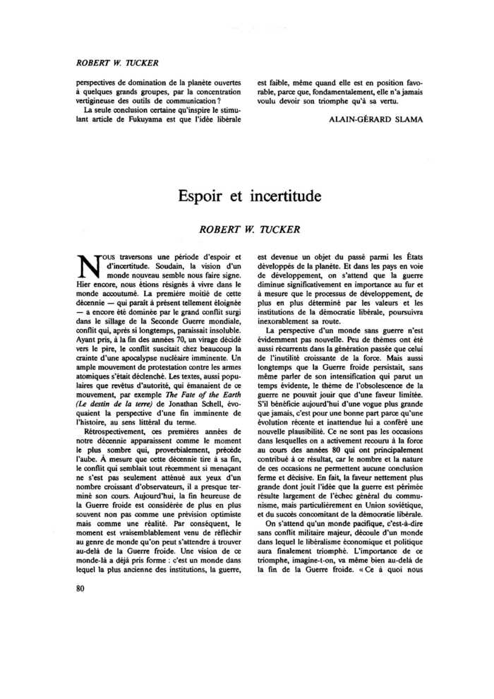 Espoir et incertitude
 – page 1