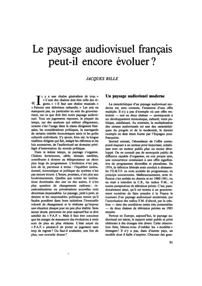 Le paysage audiovisuel français peut-il encore évoluer ?
 – page 1