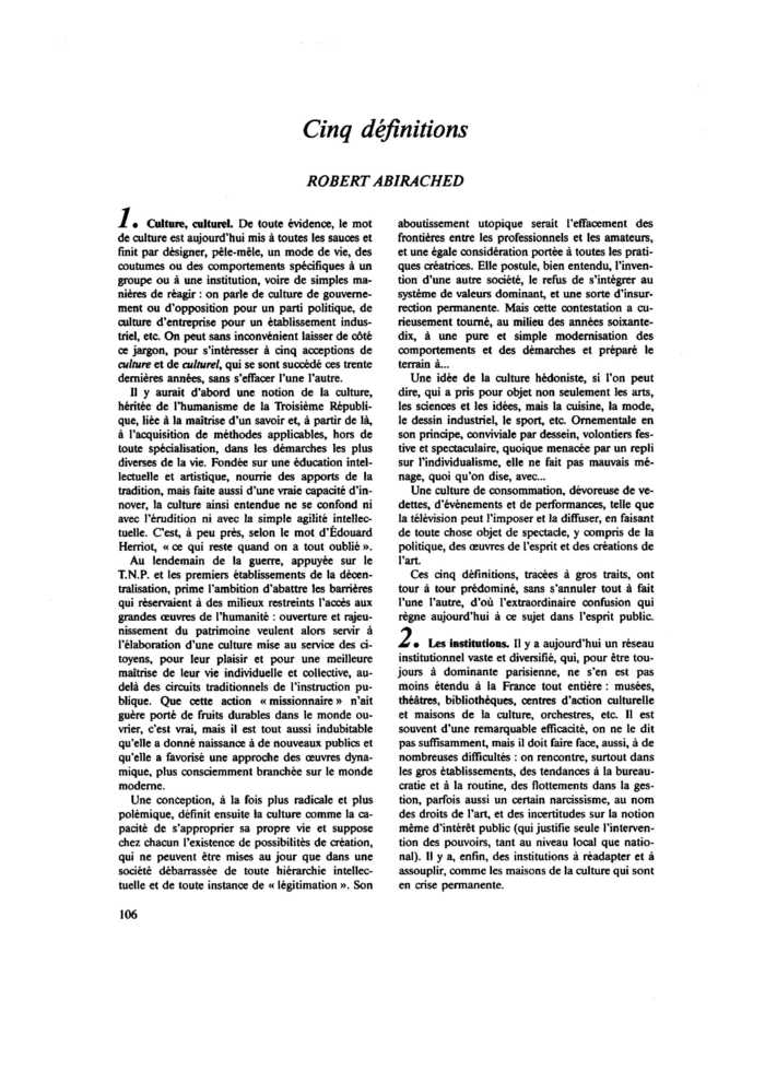 Cinq définitions
 – page 1