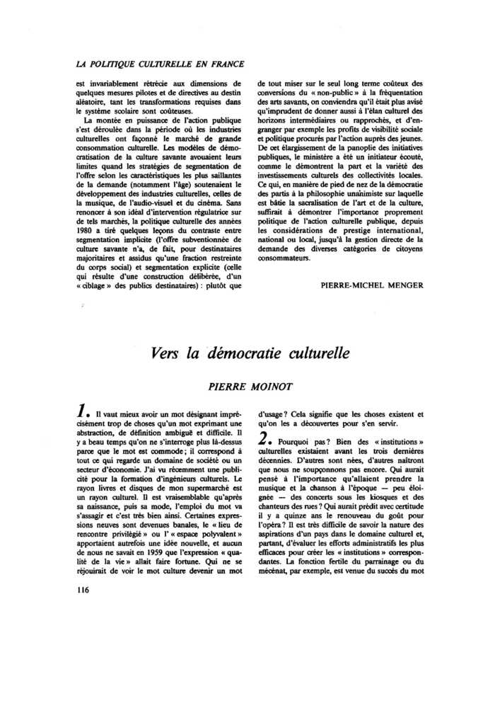 Vers la démocratie culturelle
 – page 1