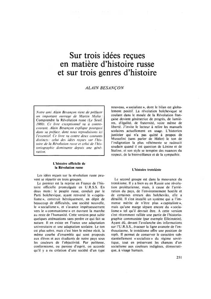 Sur trois idées reçues en matière d’histoire russe et sur trois genres d’histoire
 – page 1