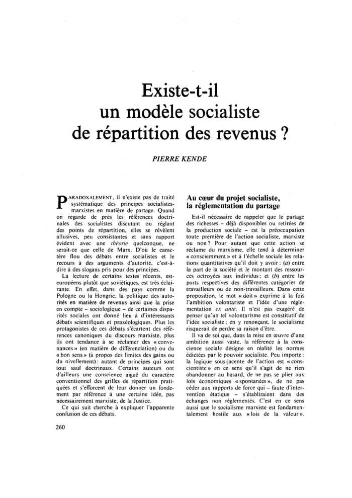 Existe-t-il un modèle socialiste de répartition des revenus ?
 – page 1