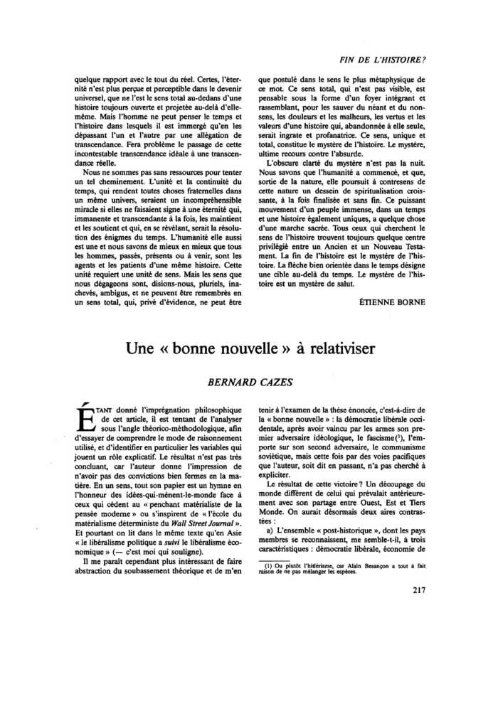 Une « bonne nouvelle » à relativiser
 – page 1