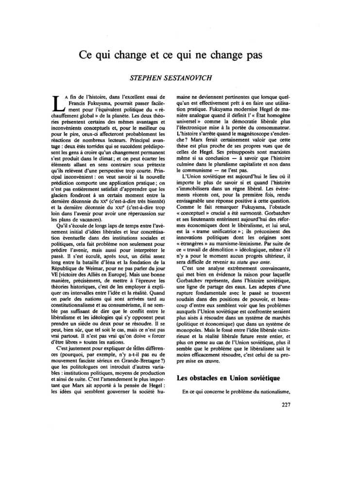 Ce qui change et ce qui ne change pas
 – page 1