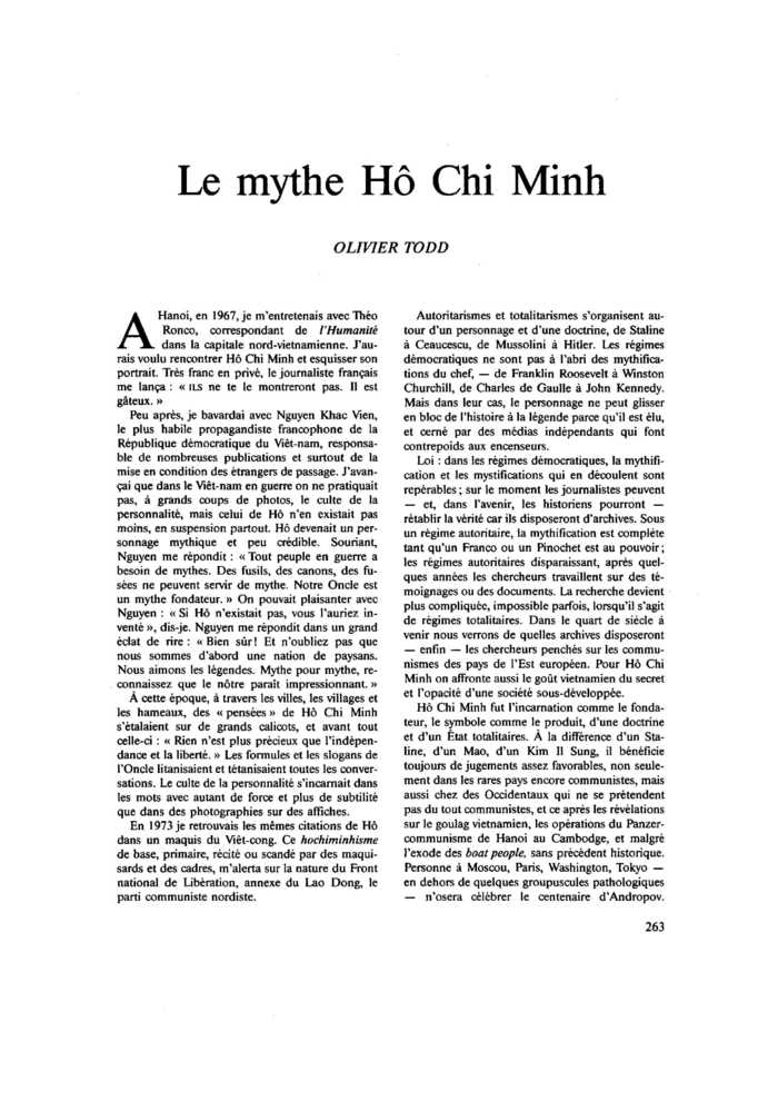 Le mythe Hô Chi Minh
 – page 1