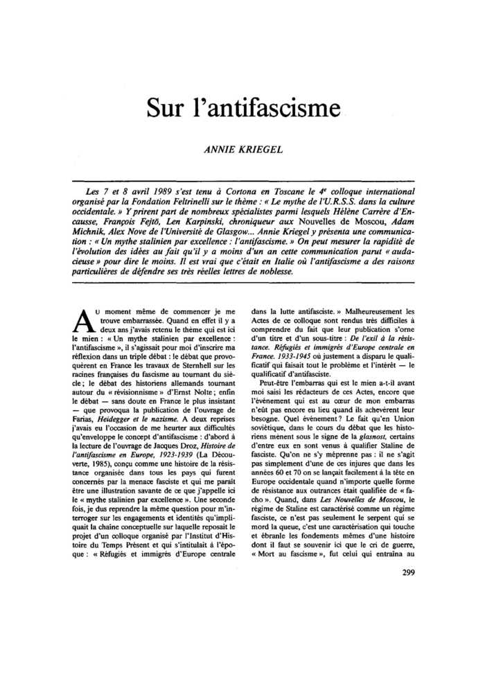 Sur l’antifascisme
 – page 1