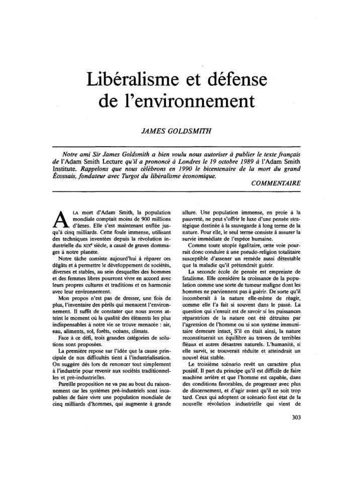 Libéralisme et défense de l’environnement
 – page 1
