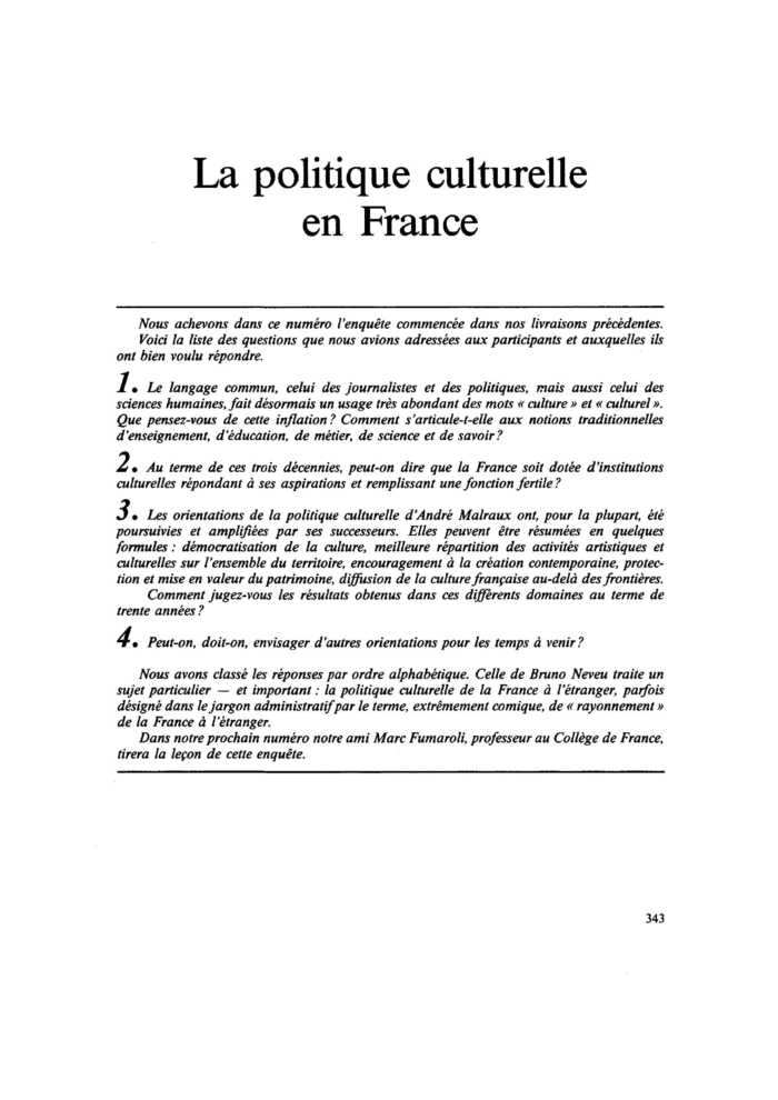 La politique culturelle en France
 – page 1