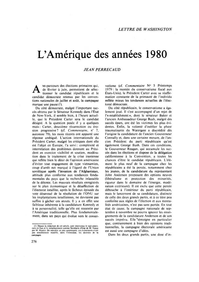 L’Amérique des années 1980
 – page 1