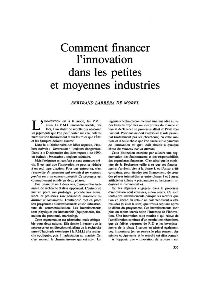 Comment financer l’innovation dans les petites et moyennes industries
 – page 1