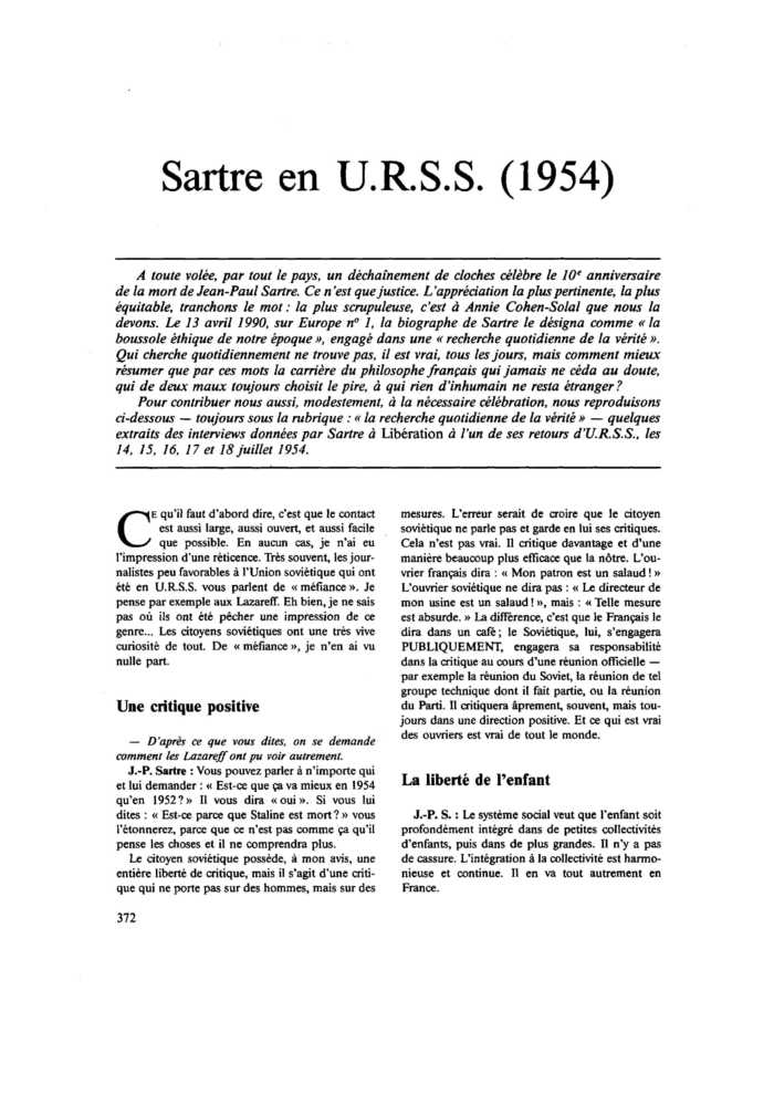 Sartre en U.R.S.S. (1954)
 – page 1