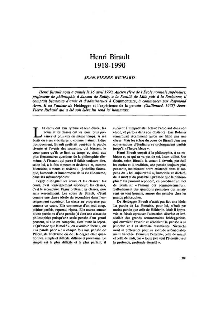 Henri Birault 1918-1990
 – page 1