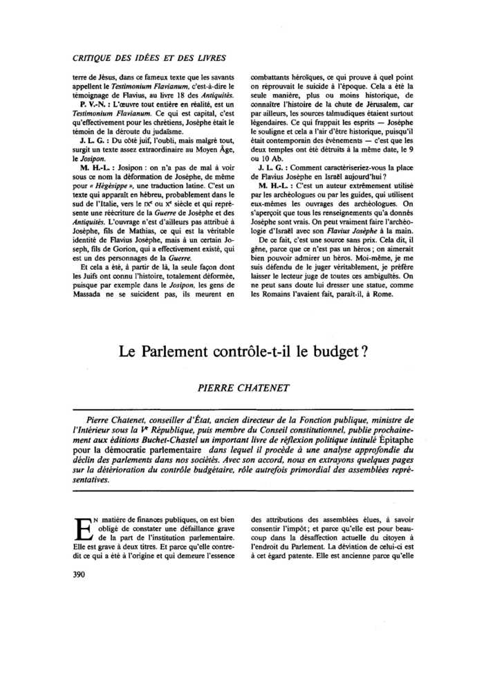 Le Parlement contrôle-t-il le budget ?
 – page 1