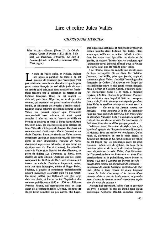 Lire et relire Jules Vallès
 – page 1