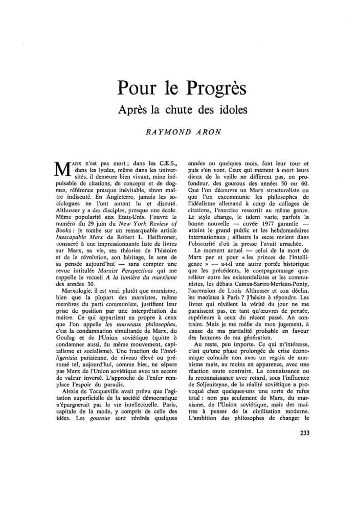 Pour le Progrès. Après la chute des idoles
 – page 1